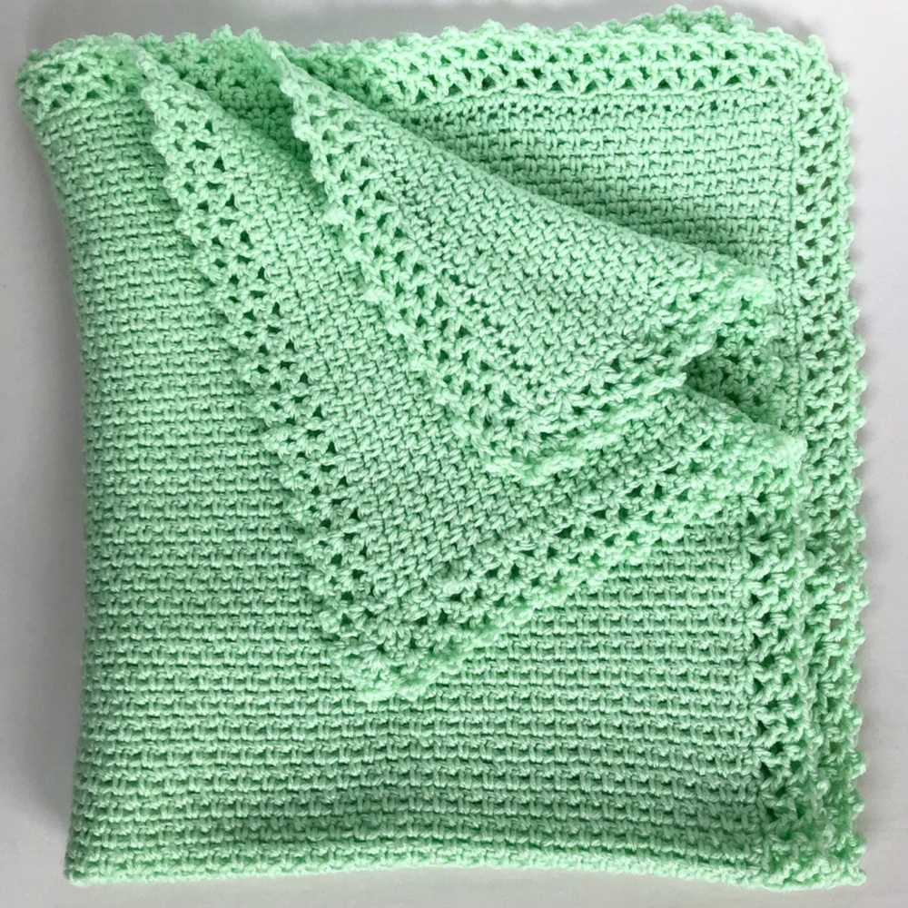 Light Green Handmade Throw Blanket, 31”x25”